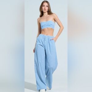 Bĺue & White Striped Bandeau Top